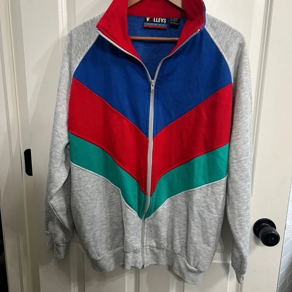 EUC Volleys sport size L athletic zip up jacket in fleece. The coolest. Unisex - Picture 1 of 9